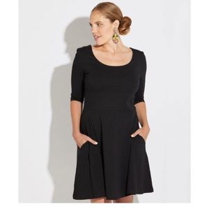 Pact Organic Fit & Flare Skater Dress Black Size XL